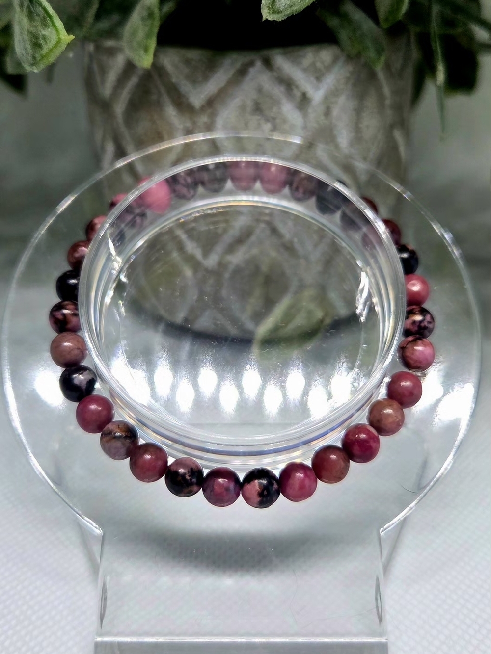 Rhodonite Beaded Stretch Bracelet - 2mm
